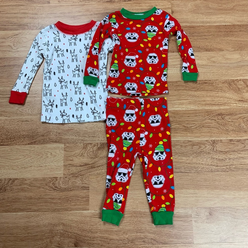 Holiday Christmas Theme Baby Boy Pajama Set Lot 18 Months Star Wars Reindeer
